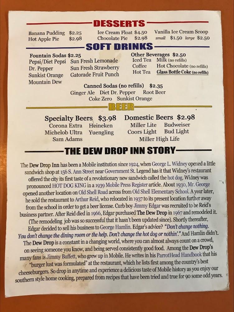 Dew Drop Inn Restaurant Menu image 3